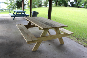 New picnic
                                                    table assembled by
                                                    volunteer BOD labor