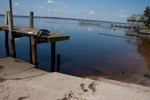 Start of pier as viewed from the
                boat ramp