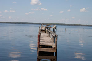 Middle section of pier mostly
                intact